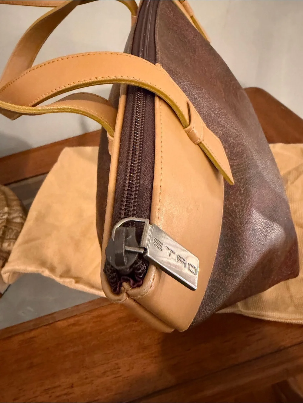 Etro Milano Paisley Coated Canvas Leather Trim Large Tote Original Dust Bag EUC